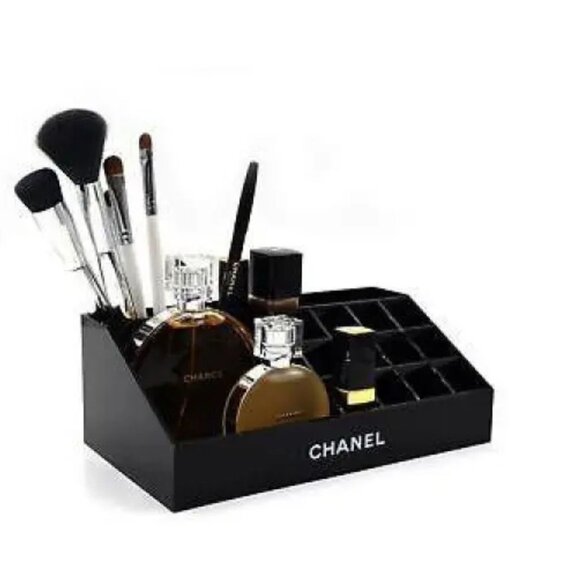 Chanel Makeup Organizer Storage Box With 12 Slots & Compartments Black - Picture 2 of 3